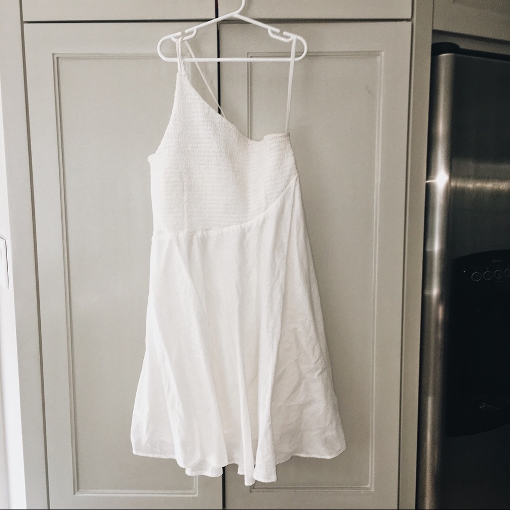 White, one shoulder dress